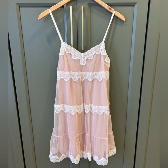 Victoria's Secret Other - Victoria’s Secret Light Pink Lace Trim 2 Piece Nightgown